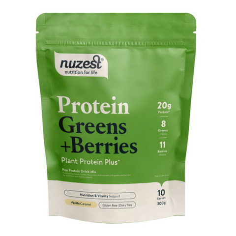 Nuzest Protein Greens + Berries 300g Vanilla Caramel