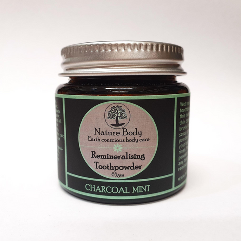 Nature Body Remineralising Toothpowder Charcoal Mint 65g