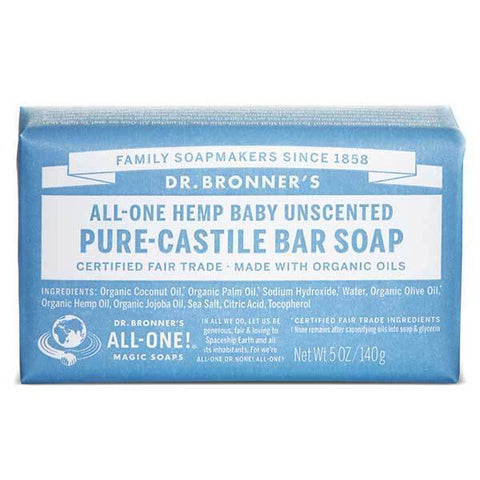 Dr Bronner's Castile Bar Soap Baby-Mild 140g